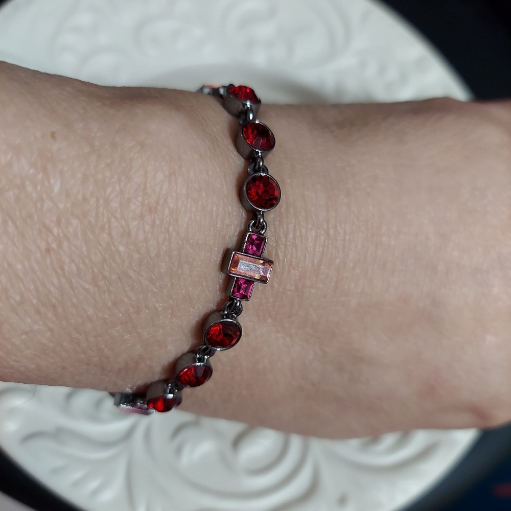 Givenchy/Swarovski Ruby Red Faceted Crystal Brace… - image 5